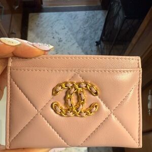 CHANEL Blush Pink Quilted Card Holder